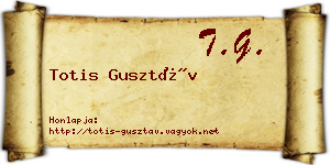 Totis Gusztáv névjegykártya